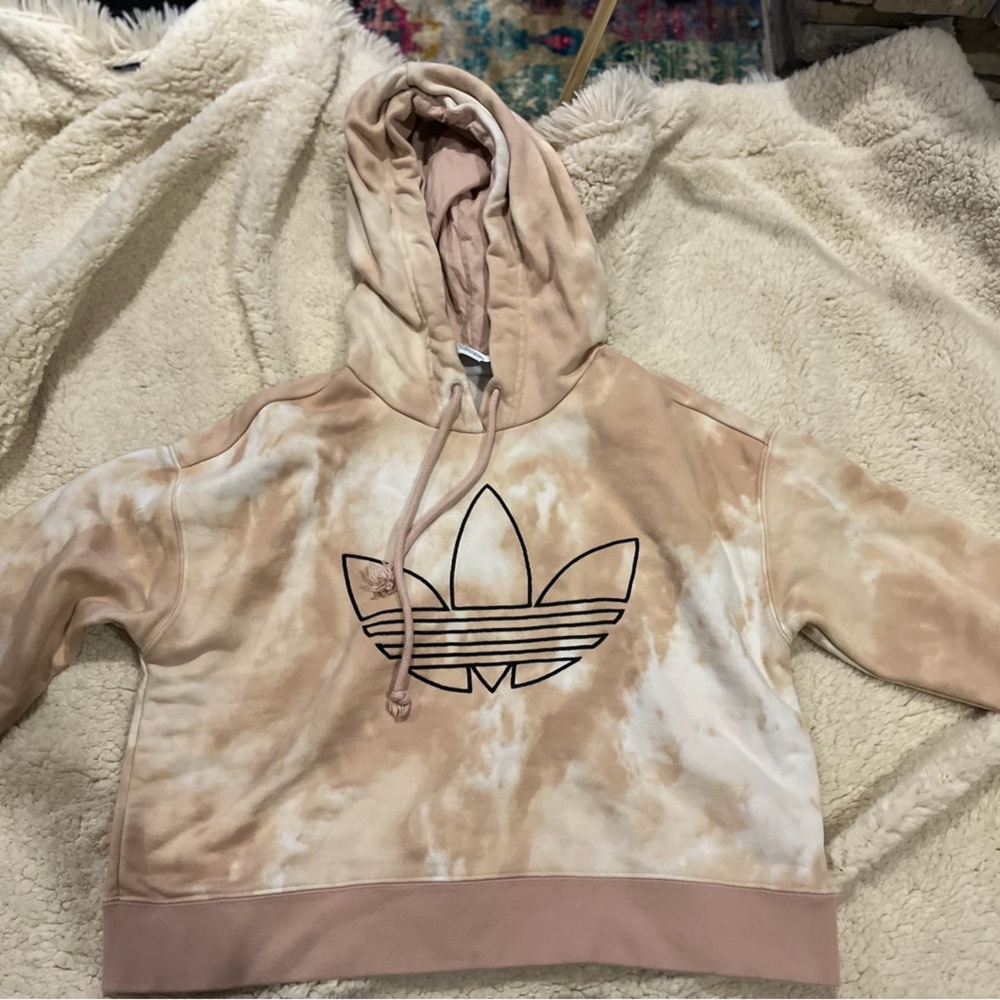 Tan tie dye adidas crop sweatshirt!